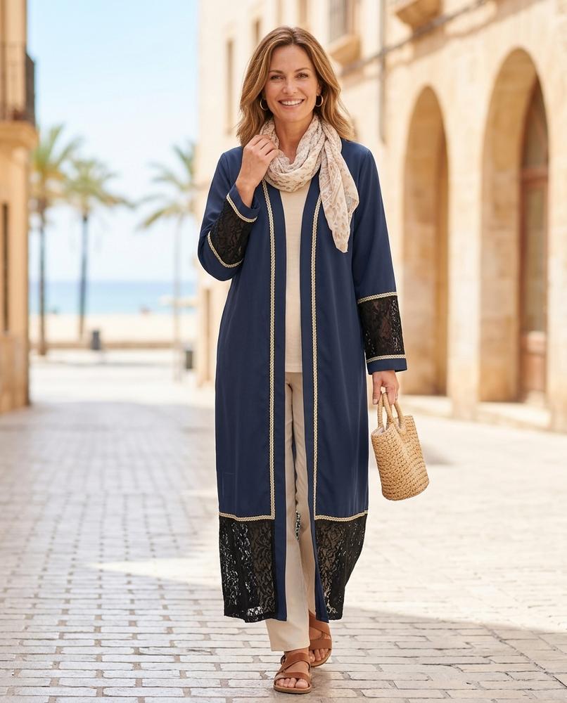 Fashion Bryant - Camor | Lace-Trimmed Open-Front Coat Women