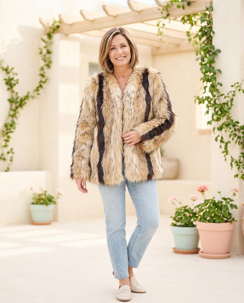 Fashion Bryant - Zasin | Faux Fur Striped Jacket Women