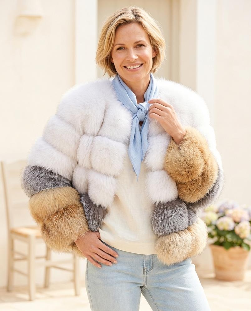 Fashion Bryant - Vivin | Color-Block Faux-Fur Jacket Women