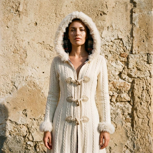 Fashion Bryant - Calev | Cable-Knit Hooded Knit Coat Women