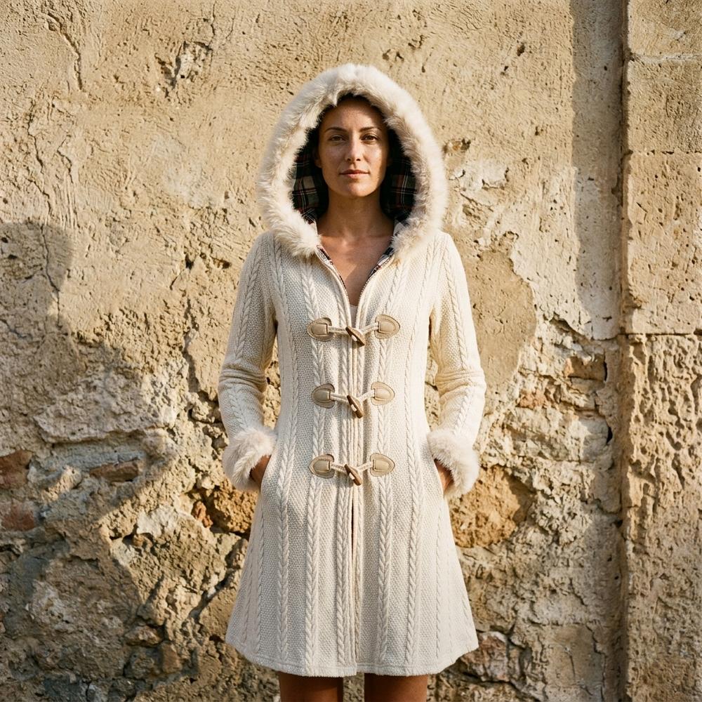 Fashion Bryant - Calev | Cable-Knit Hooded Knit Coat Women
