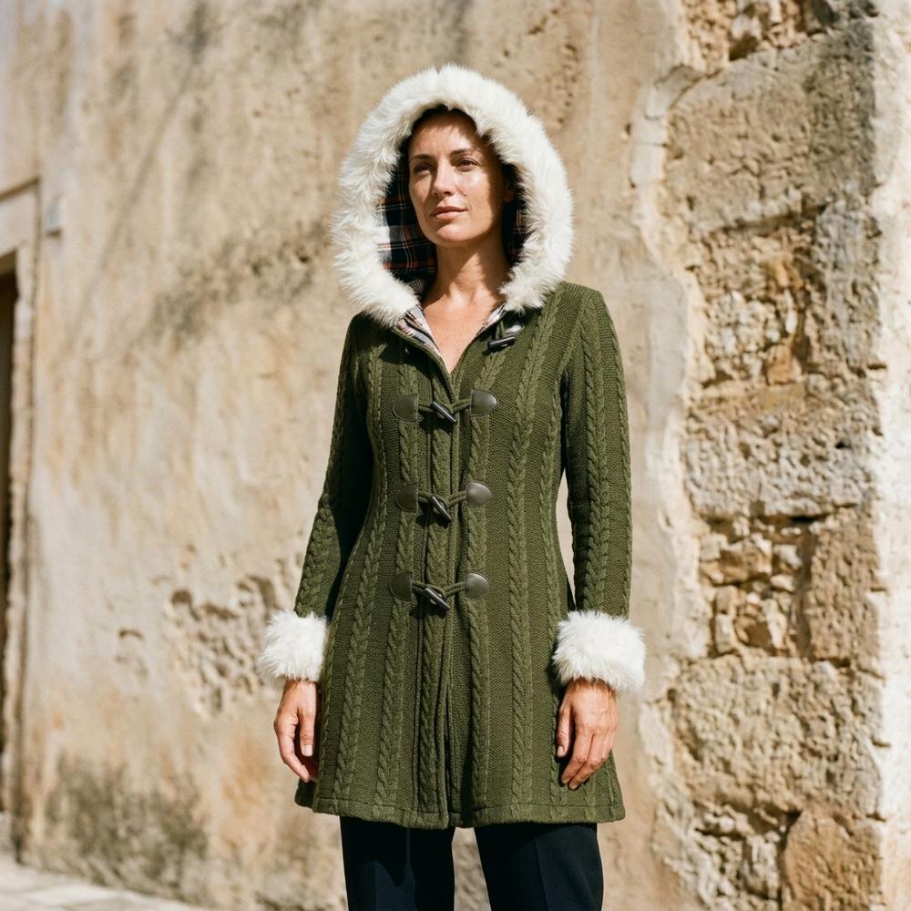 Fashion Bryant - Calev | Cable-Knit Hooded Knit Coat Women
