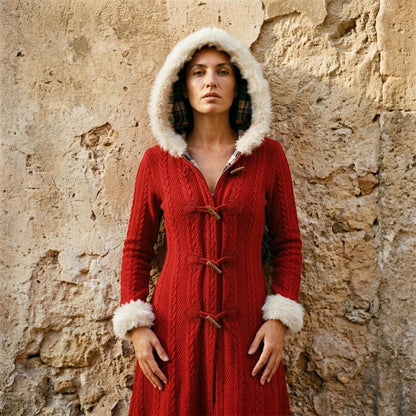 Fashion Bryant - Calev | Cable-Knit Hooded Knit Coat Women