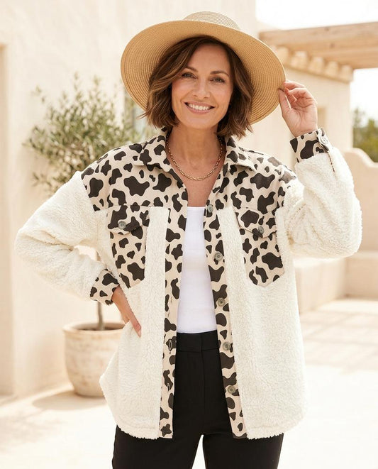 Fashion Bryant - Zahal | Plush Cow-Print Jacket Women