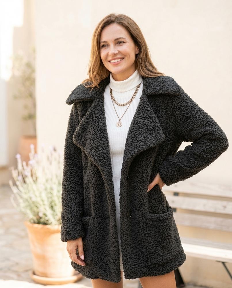 Fashion Bryant - Yolan | Textured Notched Lapel Coat Women