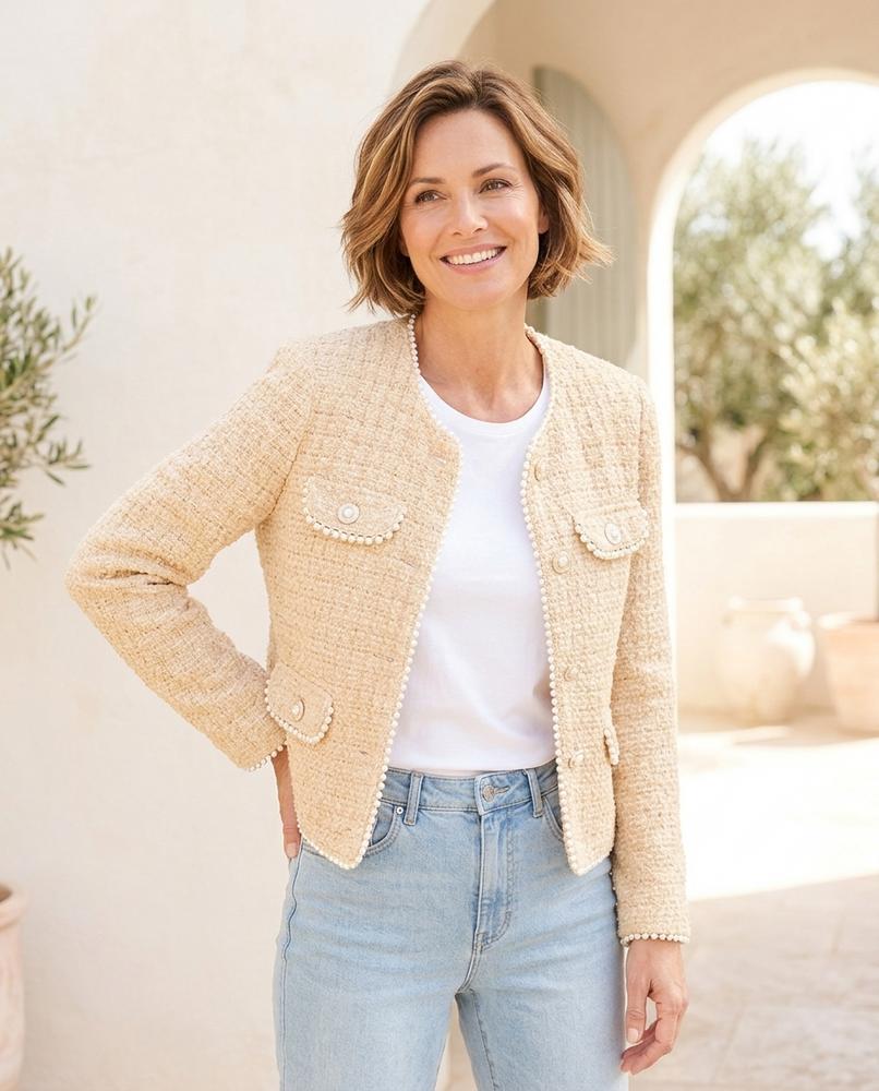Fashion Bryant - Zesan | Textured Pearl-Embellished Jacket Women