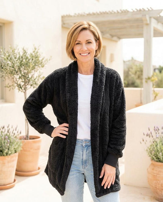 Fashion Bryant - Visin | Plush Open-Front Cardigan Women