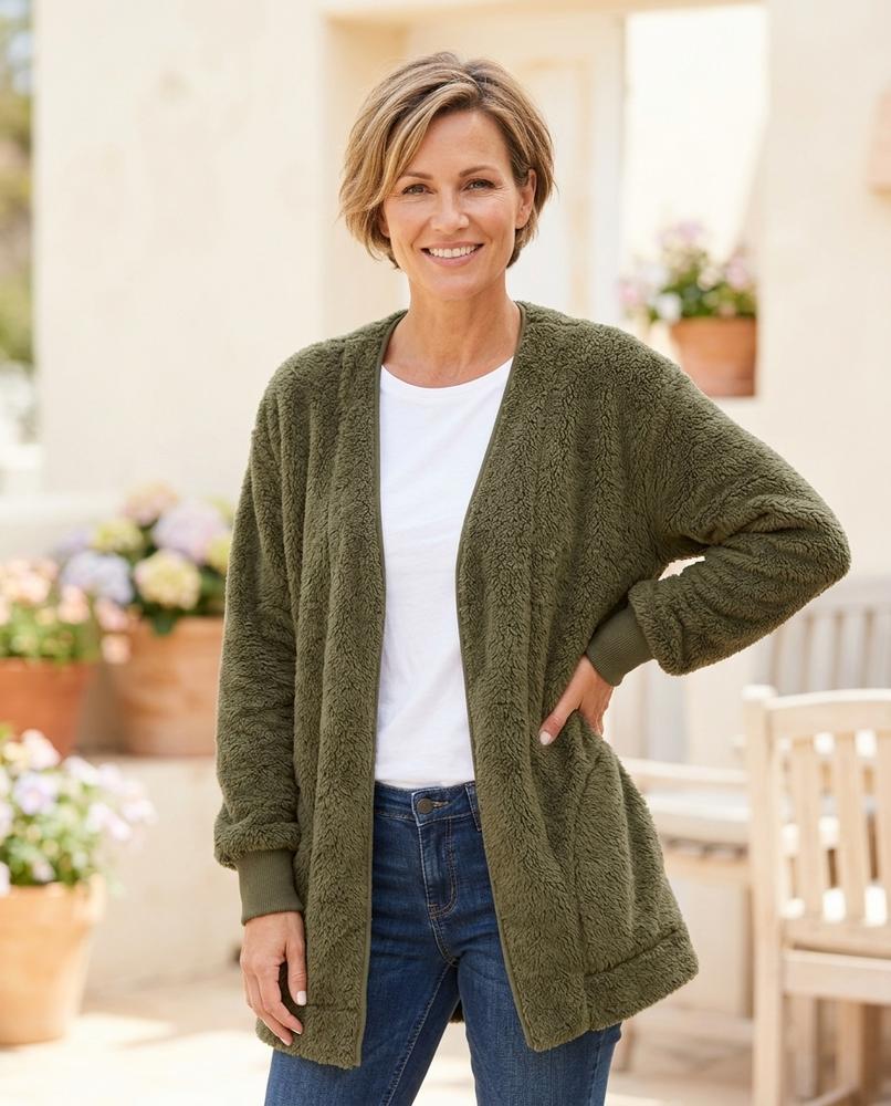 Fashion Bryant - Visin | Plush Open-Front Cardigan Women