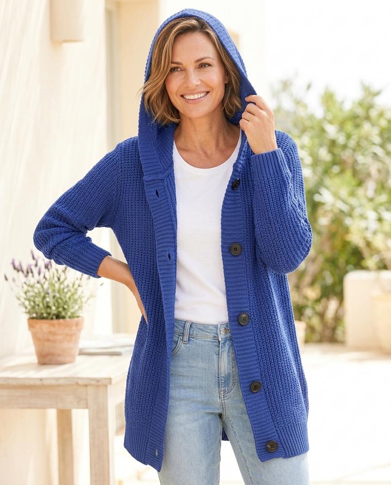 Fashion Bryant - Zaser | Hooded Button-Front Knit Cardigan Women