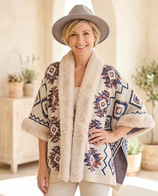 Fashion Bryant - Armar | Jacquard Faux-Fur Trimmed Knit Cardigan Women