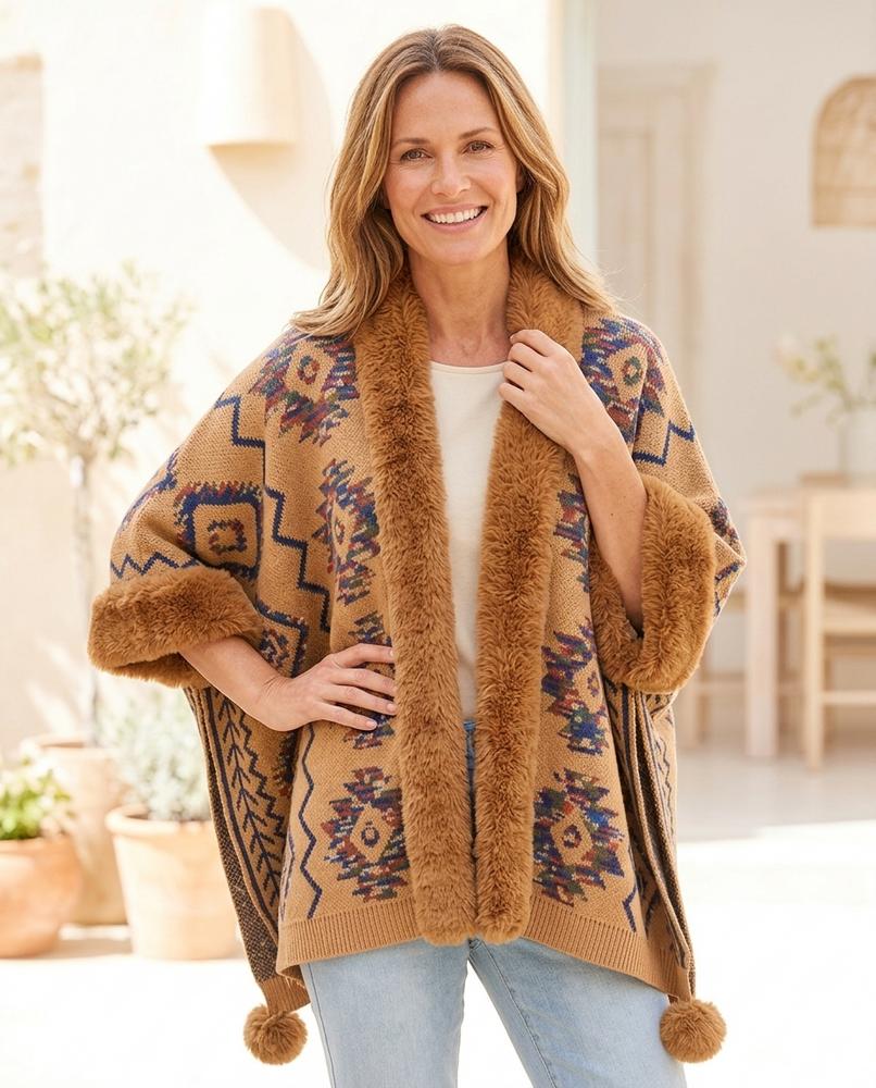 Fashion Bryant - Armar | Jacquard Faux-Fur Trimmed Knit Cardigan Women