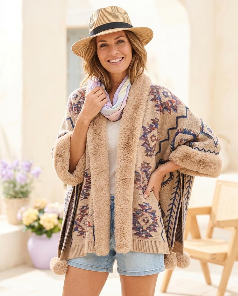 Fashion Bryant - Armar | Jacquard Faux-Fur Trimmed Knit Cardigan Women
