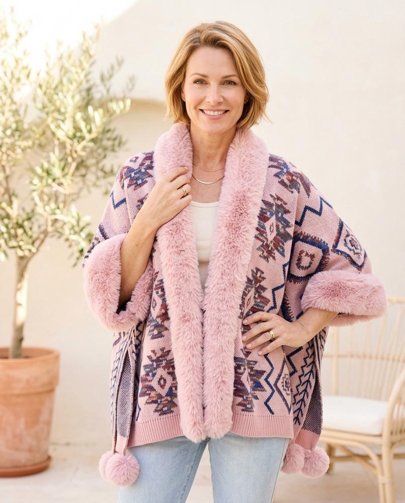 Fashion Bryant - Armar | Jacquard Faux-Fur Trimmed Knit Cardigan Women