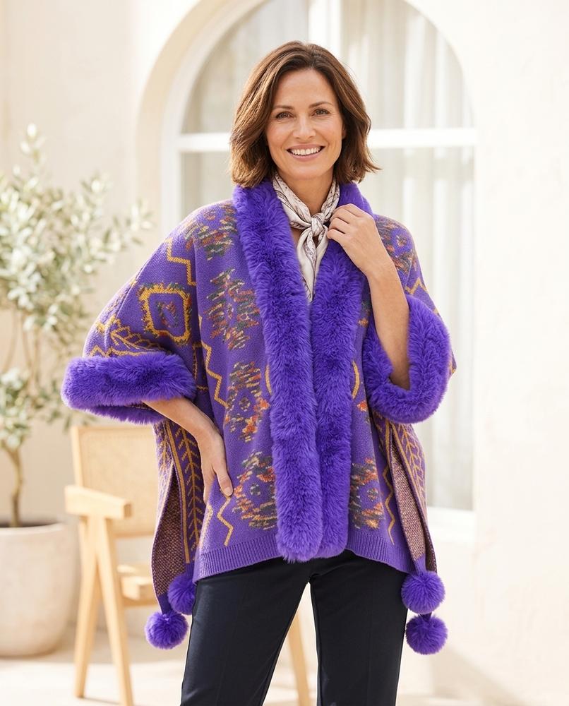 Fashion Bryant - Armar | Jacquard Faux-Fur Trimmed Knit Cardigan Women