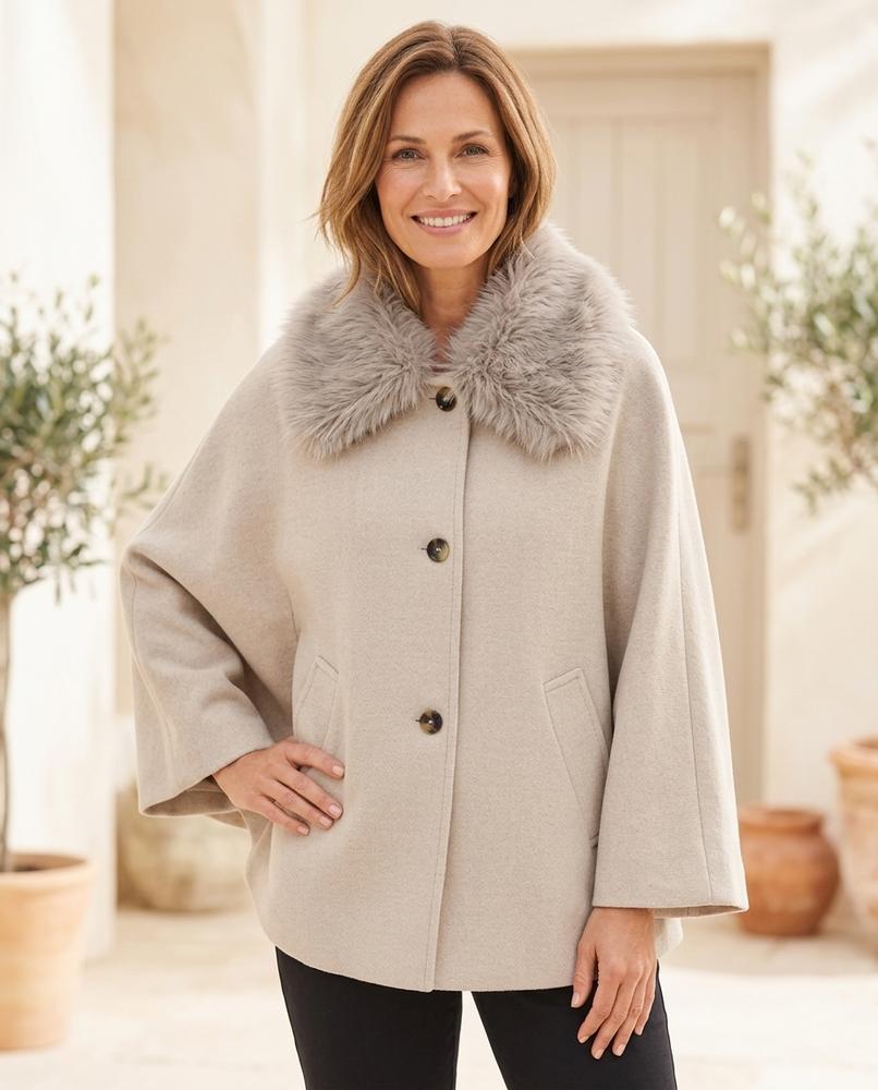 Fashion Bryant - Allom | Cape-Style Fur-Trimmed Coat Women