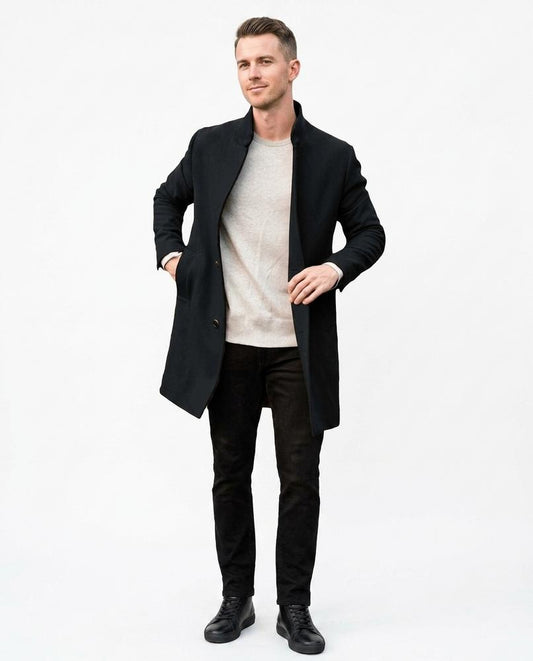 Fashion Bryant - Elver | Single-Breasted Stand-Collar Coat Men