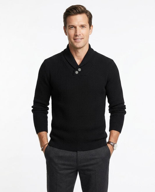 Fashion Bryant - Zazan | Rib-Knit Shawl Collar Sweater Men