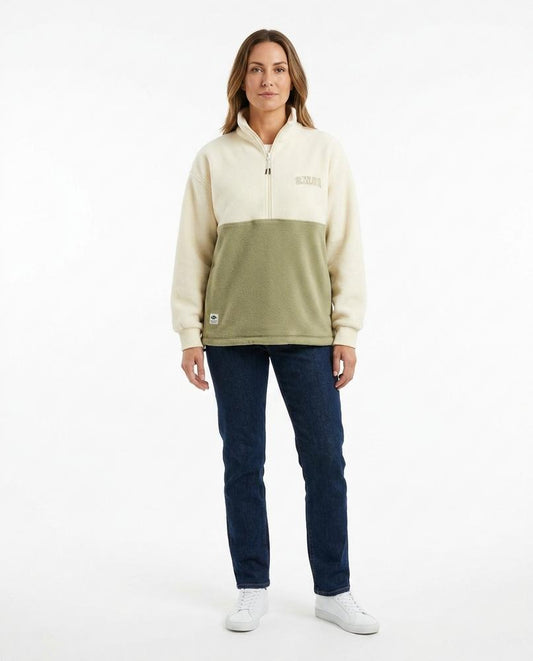 Fashion Bryant - Zalin | Color-Block Quarter-Zip Sweatshirt Women