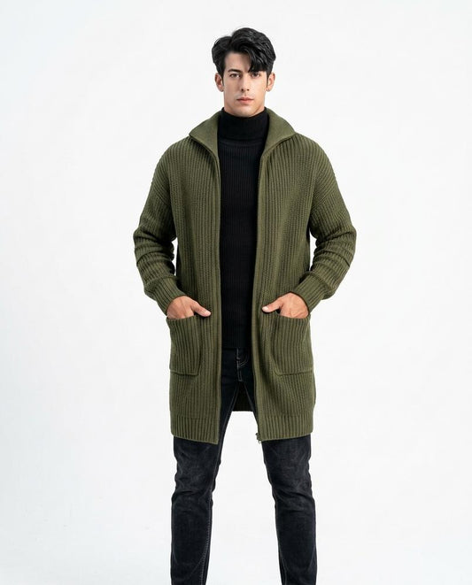 Fashion Bryant - Zelan | Rib-Knit Longline Knit Cardigan Men