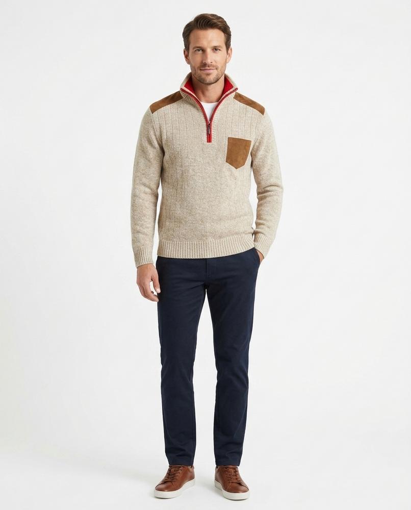 Fashion Bryant - Yoron | Half-Zip Contrast-Patch Sweater Men