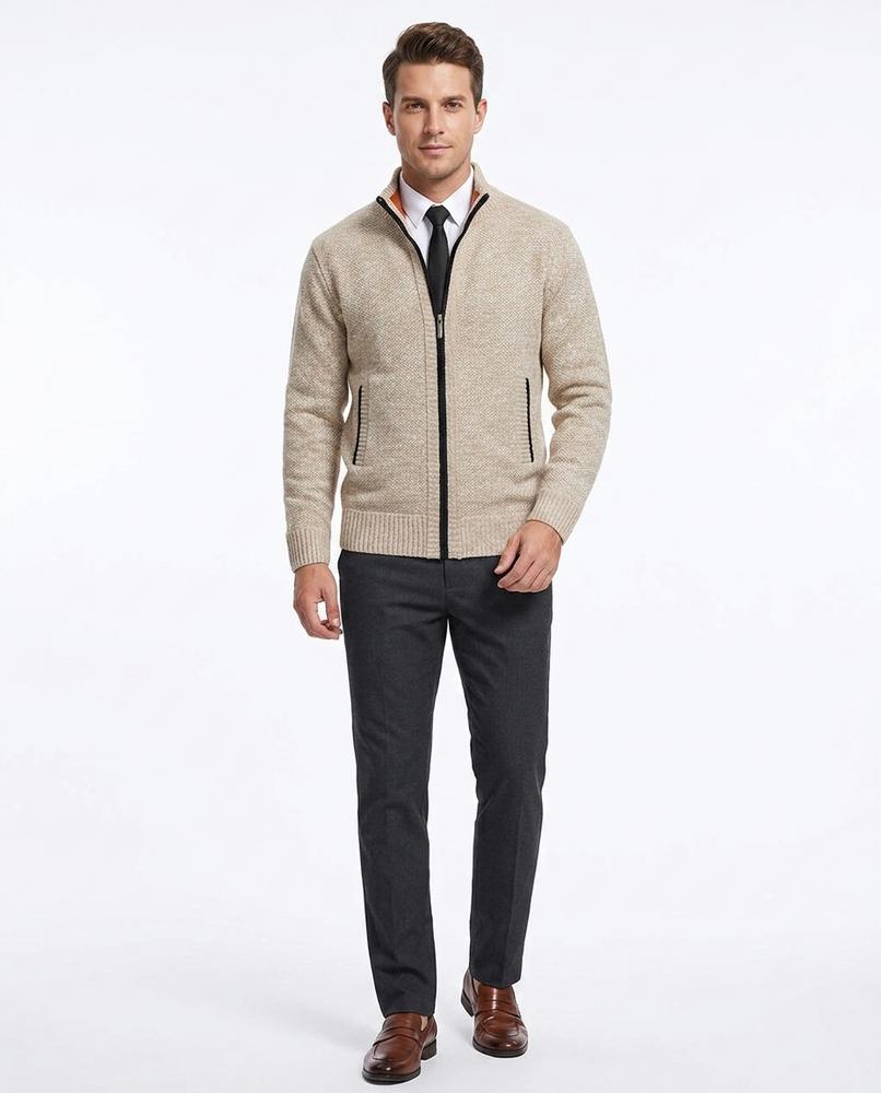 Fashion Bryant - Arrev | Zip-Up Structured Knit Cardigan Men