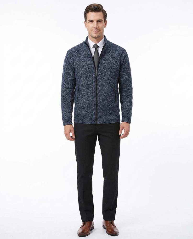 Fashion Bryant - Arrev | Zip-Up Structured Knit Cardigan Men