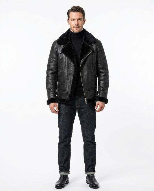 Fashion Bryant - Zaren | Shearling-Lined Asymmetrical Leather Jacket Men