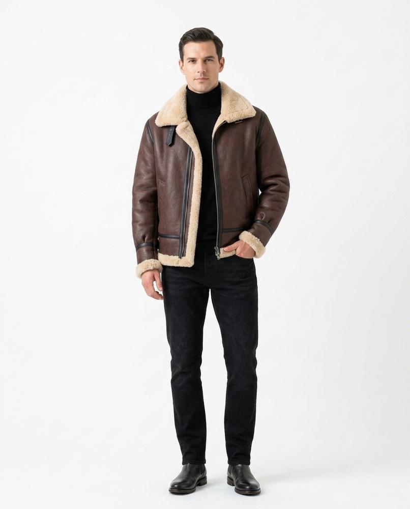 Fashion Bryant - Zaren | Shearling-Lined Asymmetrical Leather Jacket Men