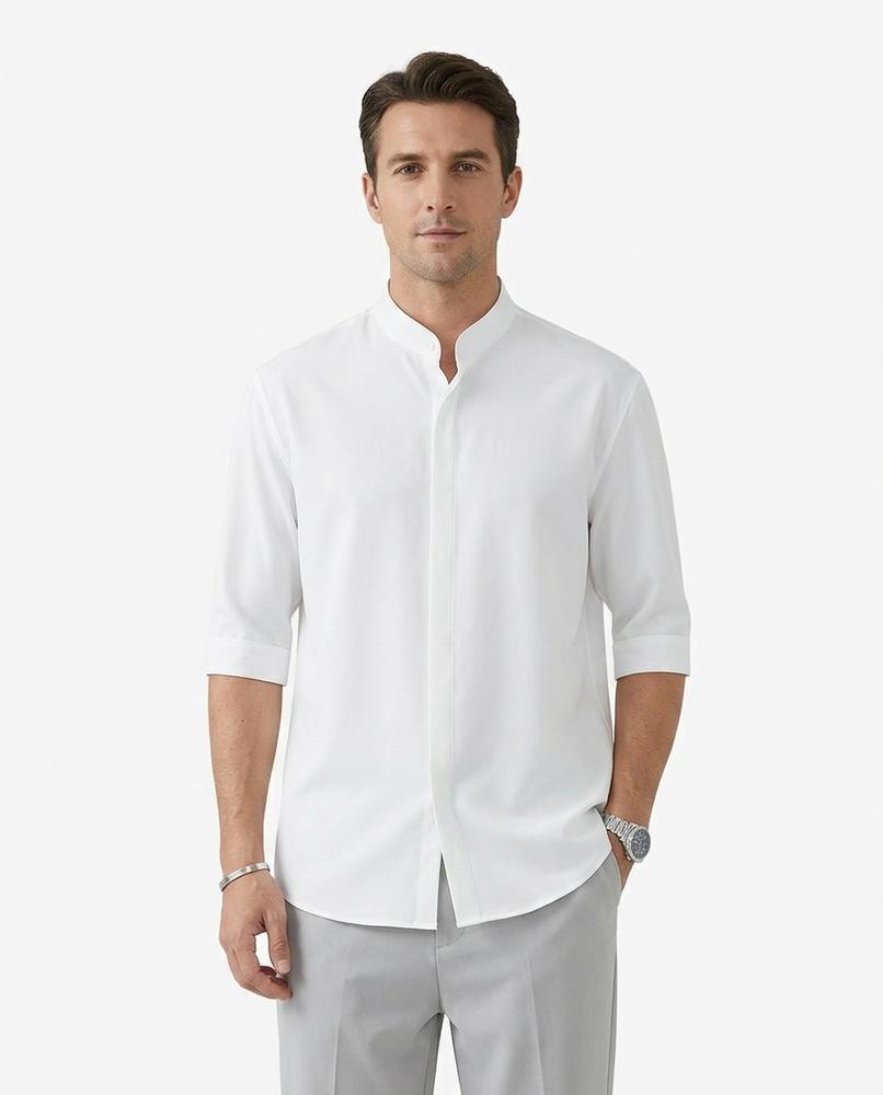 Fashion Bryant - Caran | Band Collar Three-Quarter Sleeve Shirt Men