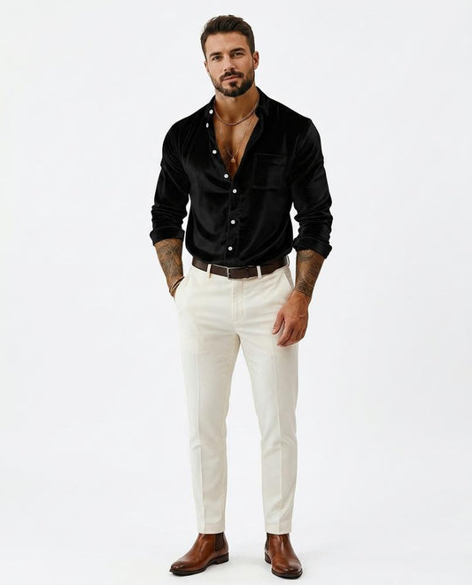 Fashion Bryant - Arren | Velvet Long-Sleeved Shirt Men