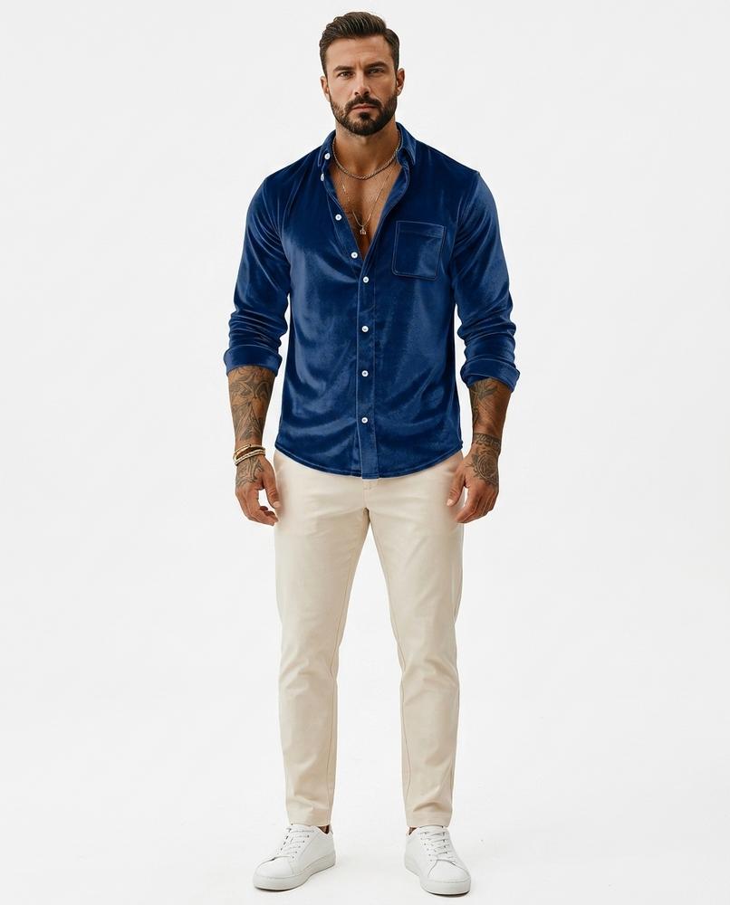 Fashion Bryant - Arren | Velvet Long-Sleeved Shirt Men