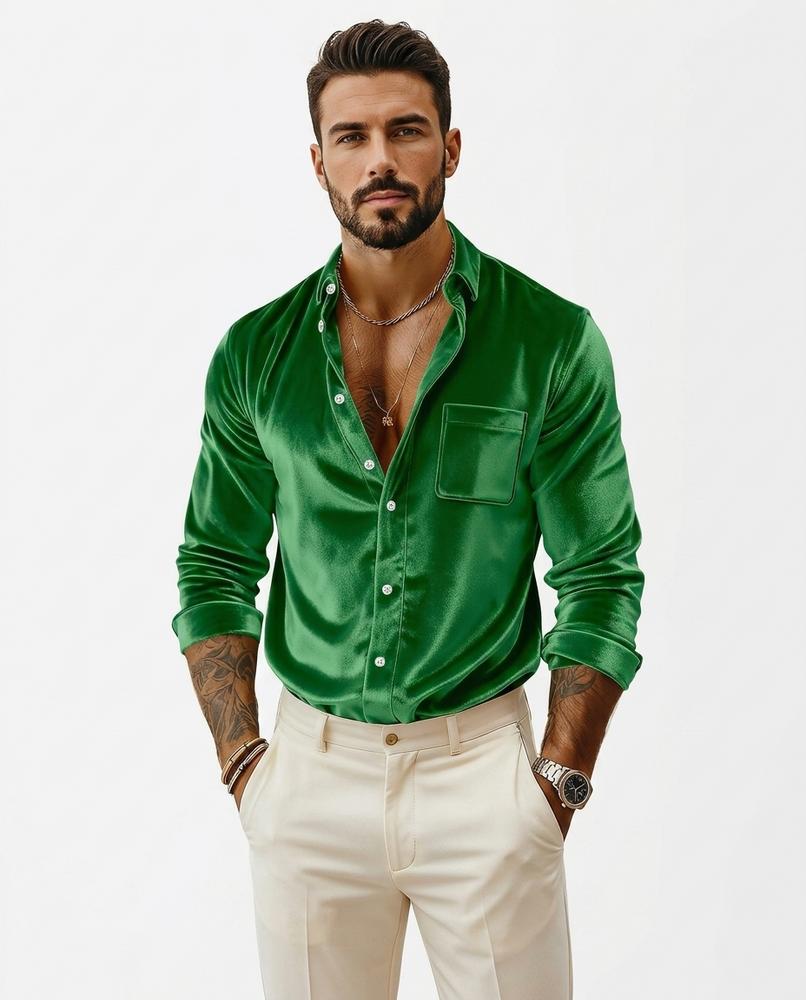 Fashion Bryant - Arren | Velvet Long-Sleeved Shirt Men
