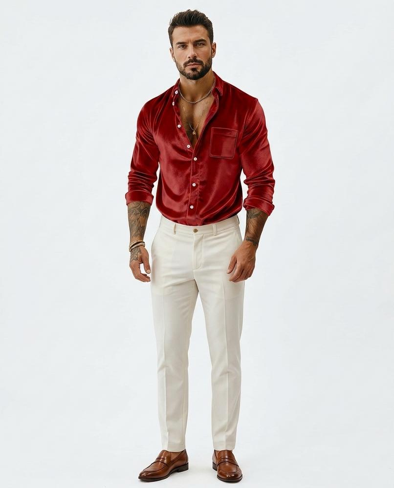 Fashion Bryant - Arren | Velvet Long-Sleeved Shirt Men
