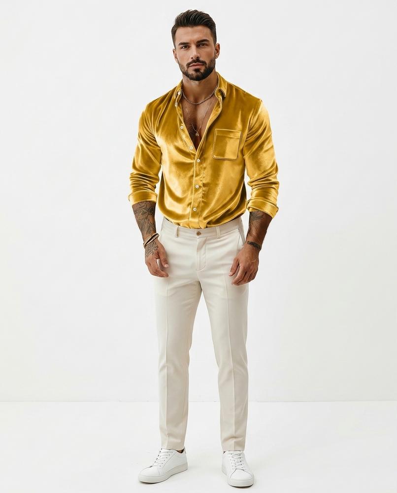 Fashion Bryant - Arren | Velvet Long-Sleeved Shirt Men