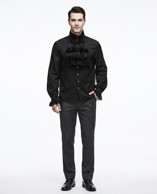 Fashion Bryant - Yomor | Ruffled Stand-Collar Shirt Men